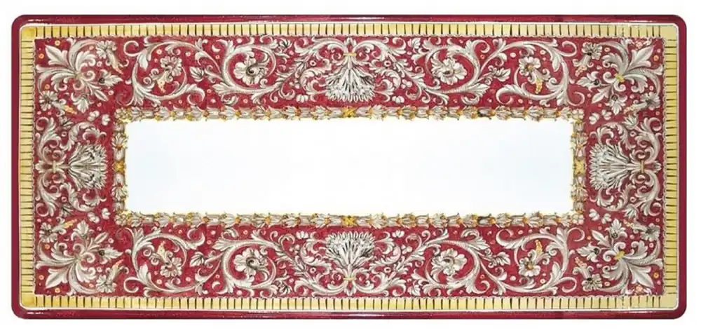 Casa Padrino tavolo da pranzo Art Nouveau di lusso bianco / rosso / grigio / giallo / nero - Tavolo da giardino con piano dipinto a mano - Mobili da pranzo per terrazze da giardino Sofort Bestellen