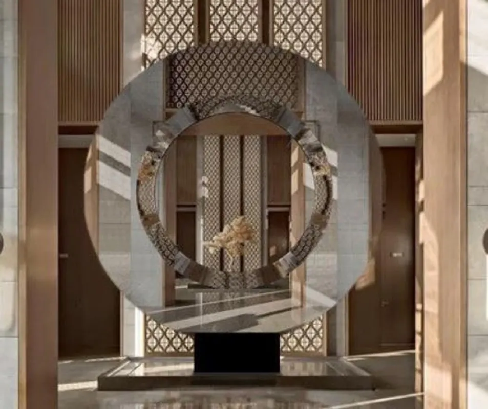 Preis Gesenkt Casa Padrino Specchio da Terra di Lusso Nero 250 x 19 x A. 268 cm - Specchio Rotondo Enorme - Specchio Hotel - Collezione di Lusso