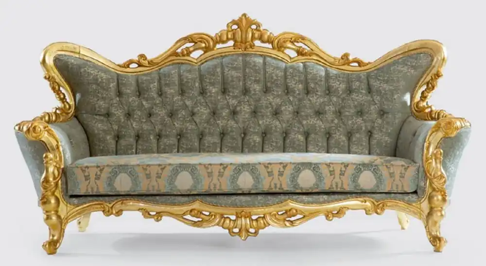 Casa Padrino divano barocco di lusso verde / oro 245 x 90 x A. 126 cm - Divano da soggiorno fatto a mano con motivo elegante - Mobili da soggiorno in stile barocco - Nobile e Magnifico Abverkauf