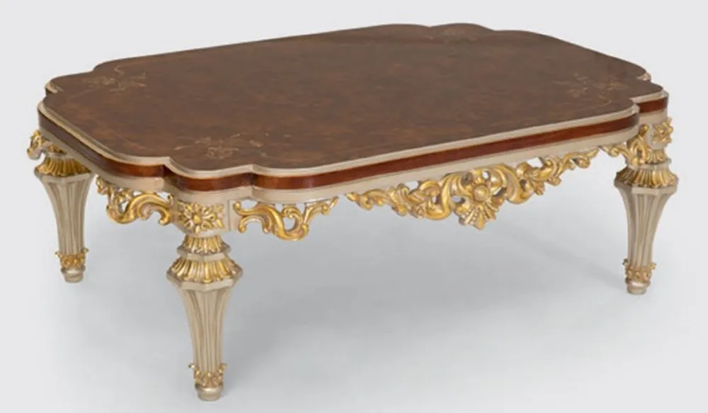 Schneller Versand Casa Padrino tavolo da salotto barocco di lusso marrone / argento / oro 120 x 88 x A. 44 cm - Tavolo soggiorno in legno massello nobile in stile barocco - Mobili da Salotto Barocco
