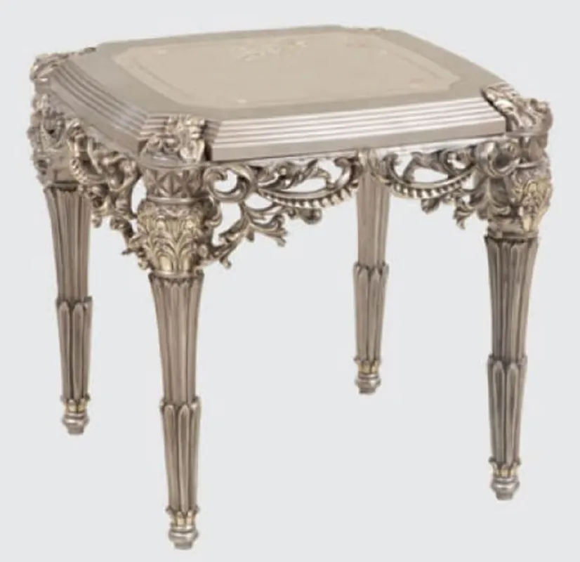 Casa Padrino tavolino barocco di lusso argento / oro 65 x 65 x A. 65 cm - Tavolo in legno massello fatto a mano in stile barocco - Mobili Barocchi Günstig