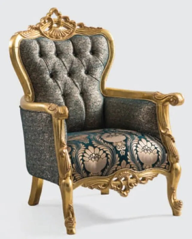Casa Padrino poltrona barocco di lusso verde / oro 85 x 80 x A. 125 cm - Poltrona da soggiorno con motivo elegante - Mobile da soggiorno barocco - Nobile e Magnifico Online Kaufen