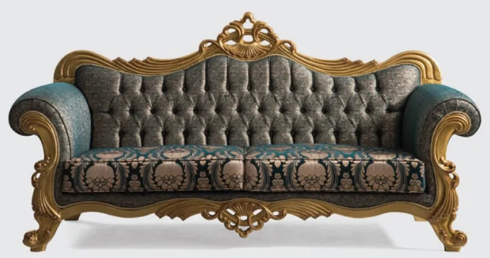 Casa Padrino divano barocco di lusso verde / oro 240 x 90 x A. 125 cm - Divano da soggiorno fatto a mano con motivo elegante - Mobili da soggiorno in stile barocco - Nobile e Magnifico Markenprodukt