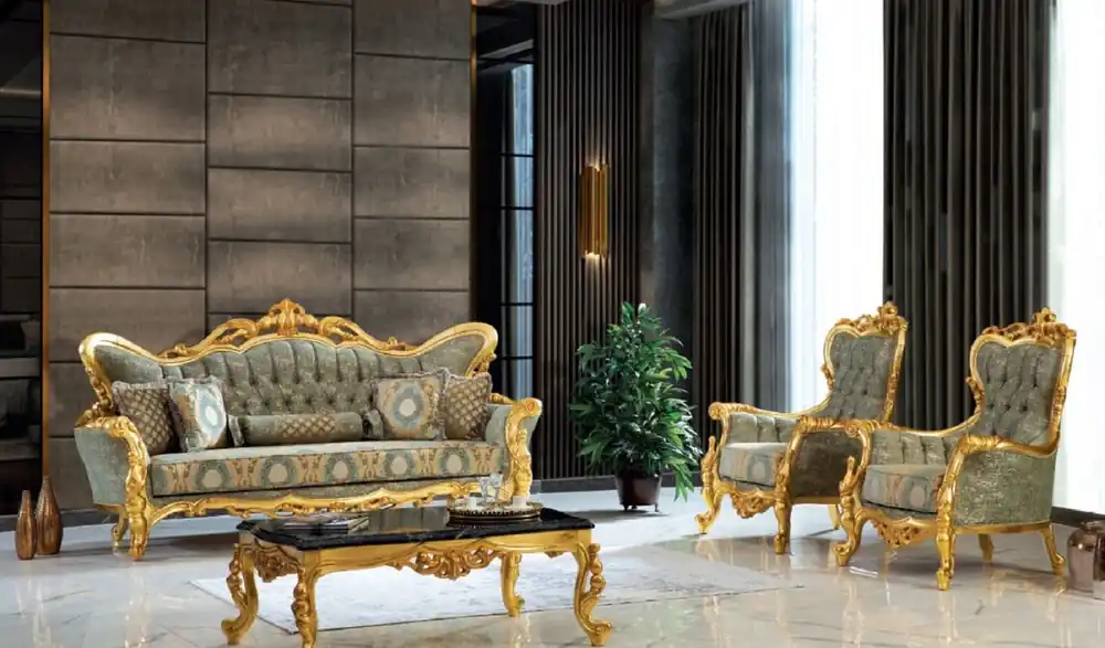 Casa Padrino set da soggiorno barocco di lusso verde / nero / oro - 2 Divani e 2 Poltrone e 1 Tavolo da Salotto - Mobili da soggiorno in stile barocco fatto a mano - Nobile e Magnifico Saisonangebot
