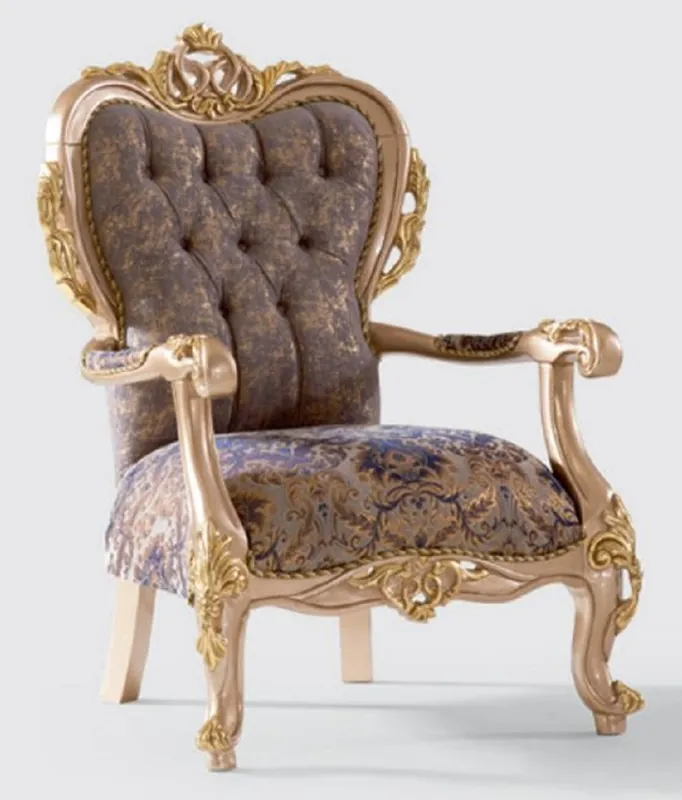 Sofort Bestellen Casa Padrino poltrona barocco di lusso viola / grigio / oro 80 x 90 x A. 123 cm - Poltrona da soggiorno fatta a mano con motivo elegante - Mobili da soggiorno barocchi - Nobile e Magnifico