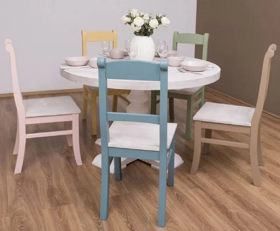 Casa Padrino set di mobili per sala da pranzo in stile country grigio chiaro / colorato - 1 Tavolo da Pranzo e 5 Sedie per Sala da Pranzo - Mobili in stile country Kracherpreis