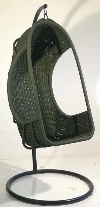 Casa Padrino poltrona a dondolo di lusso verde militare / nero 66 x 60 x A. 130 cm - Poltrona resistente alle intemperie intrecciata a mano - Mobili da giardino per soggiorno - Qualità di Lusso Begrenztes Angebot
