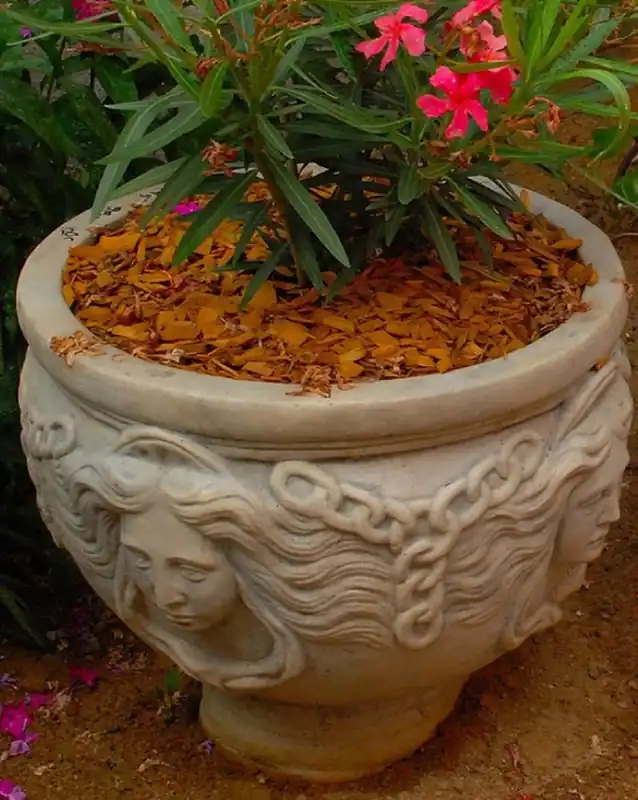 Casa Padrino vaso da fiori Art Nouveau grigio Ø 56 x A. 47 cm - Vaso per piante rotondo - Decorazione per Giardino e Terrazza in stile Barocco e Art Nouveau Must-Have