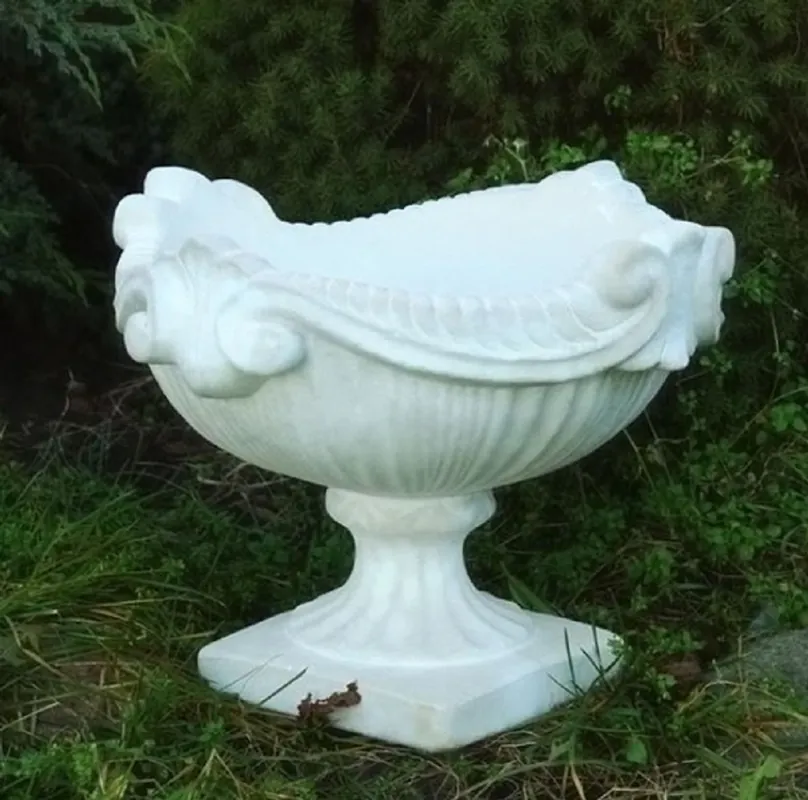 Casa Padrino vaso da fiori barocco bianco Ø 46 x A. 33 cm - Vaso da fiori rotondo in stile barocco - Decorazione per Giardino e Terrazza Barocco Jetzt Kaufen