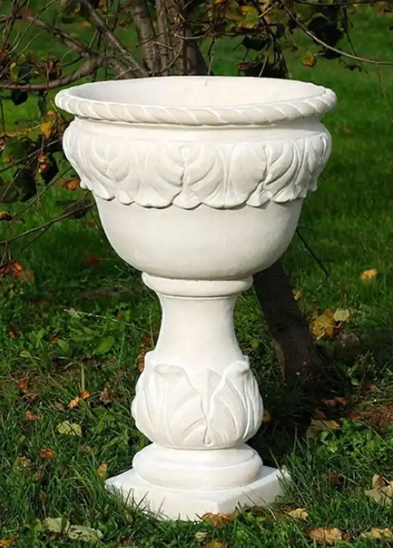 Casa Padrino vaso da fiori barocco bianco Ø 53 x A. 80 cm - Vaso da fiori rotondo in stile barocco - Decorazione per Giardino e Terrazza Barocco Direktkauf