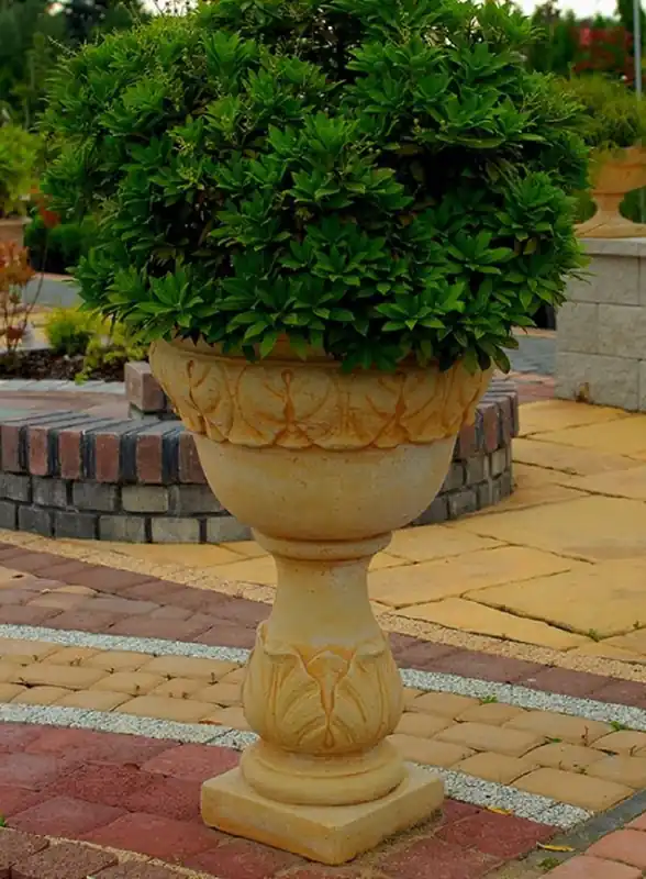 Schneller Versand Casa Padrino vaso da fiori barocco beige Ø 53 x A. 80 cm - Vaso da fiori rotondo in stile barocco - Decorazione per Giardino e Terrazza Barocco