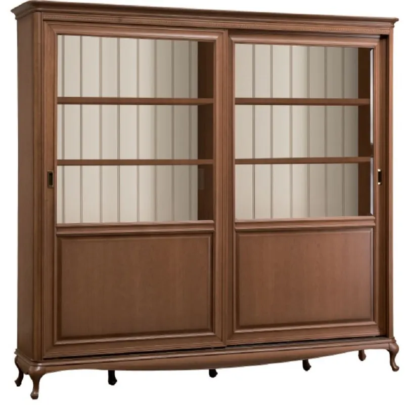 Casa Padrino armadio per libri Art Nouveau di lusso marrone / crema 222,9 x 46,1 x A. 196,6 cm - Armadio in legno massello con 2 ante scorrevoli - Armadio da Soggiorno - Armadio da Ufficio Schnäppchen