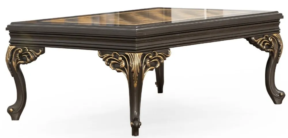 Saisonangebot Casa Padrino tavolo da soggiorno barocco di lusso grigio / oro 110 x 84 x A. 48 cm - Magnifico tavolino da caffè fatto a mano in stile barocco - Mobili Barocchi