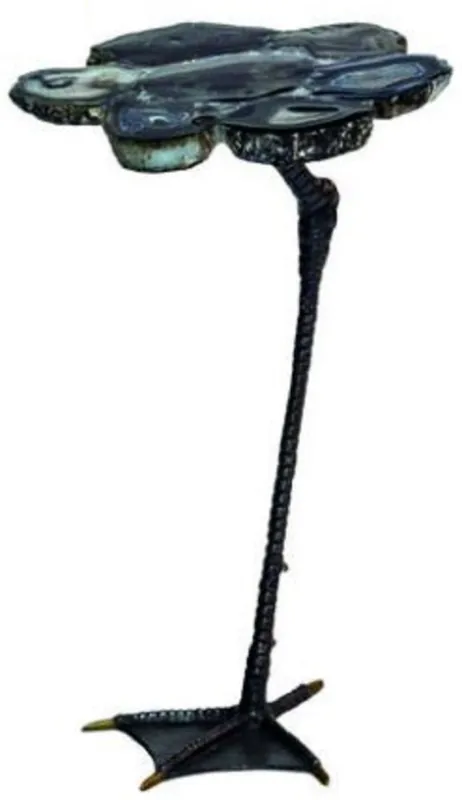Casa Padrino tavolino di lusso nero 30 x 39,5 x A. 41,5 cm - Tavolo moderno con piano in pietra preziosa di agata e gamba del tavolo in metallo con design a piedi d'anatra - Mobili di lusso Mega-Angebot