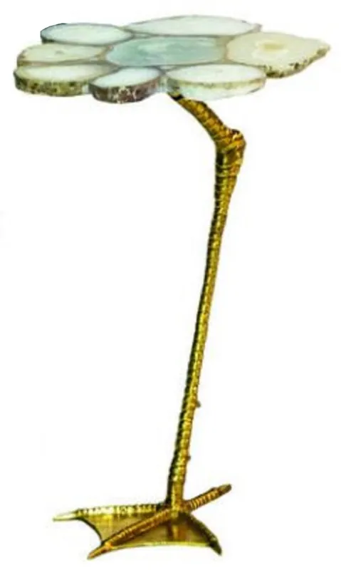 Billig Casa Padrino tavolino di lusso bianco / oro 30 x 39,5 x A. 41,5 cm - Tavolo moderno con piano in pietra preziosa di agata e gamba del tavolo in metallo con design a piedi d'anatra - Mobili di lusso