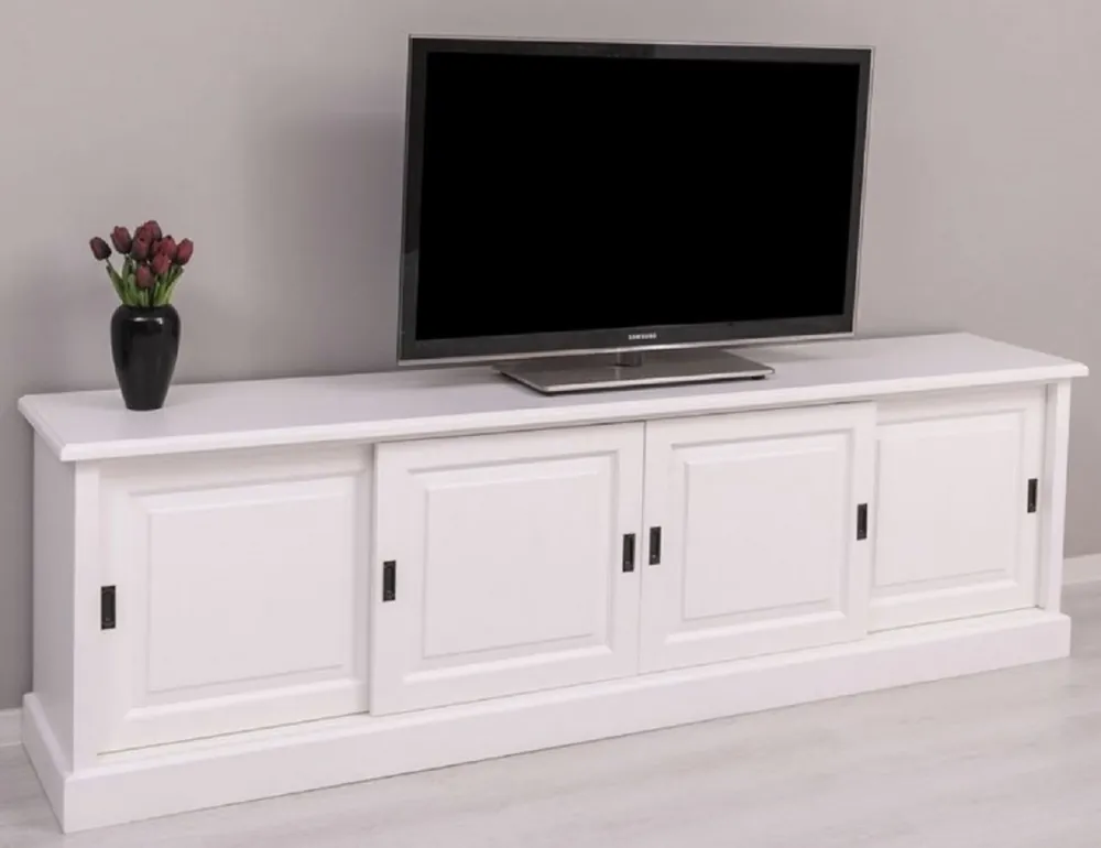 Casa Padrino armadio TV stile country bianco 230 x 46 x A. 70 cm - Credenza in legno massello - Mobili soggiorno stile country Super-Preis