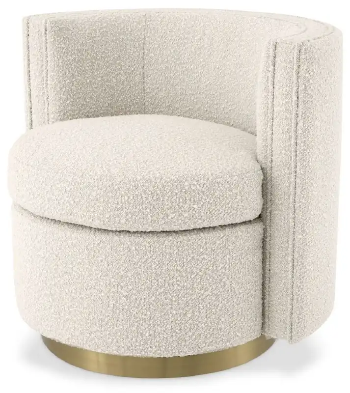 Bestseller Casa Padrino poltrona girevole di lusso crema / oro opaco 80 x 73 x A. 71,5 cm - Poltrona da soggiorno imbottita con pregiato velluto - Mobili di Lusso