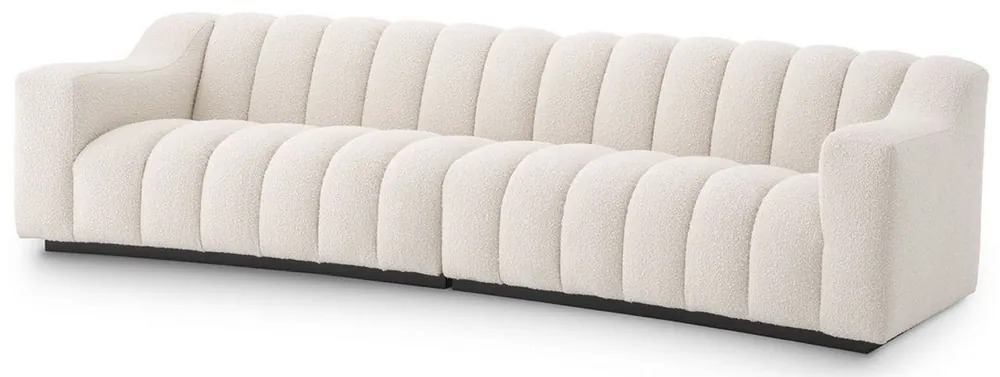Schneller Versand Casa Padrino divano di lusso crema / nero 300 x 100 x A. 78,5 cm - Divano da soggiorno leggermente curvo - Divano Hotel - Qualità di Lusso