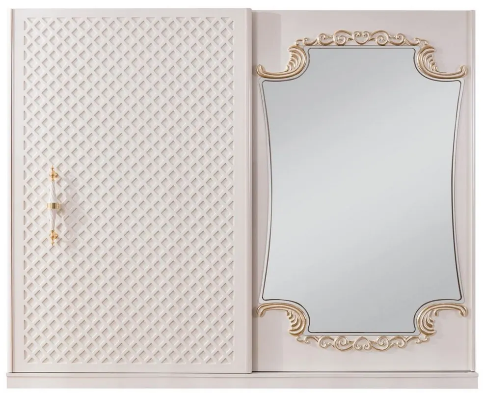 Super-Preis Casa Padrino armadio da camera da letto barocco di lusso bianco / oro - Armadio in legno massello con 2 ante scorrevoli - Mobili camera da letto barocco - Nobile e Splendido