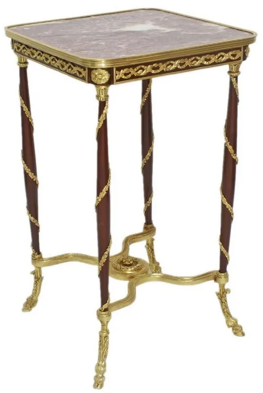 Casa Padrino tavolino barocco marrone / oro / rosso 45 x 45 x A. 78 cm - Tavolo in legno massello fatto a mano in stile barocco - Mobili soggiorno barocco Letzte Chance