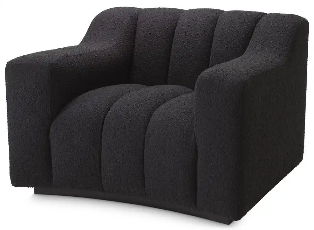 Sonderaktion Casa Padrino poltrona di lusso nero 107 x 96 x A. 78,5 cm - Poltrona soggiorno leggermente curva - Poltrona hotel hotel - Qualità di Lusso