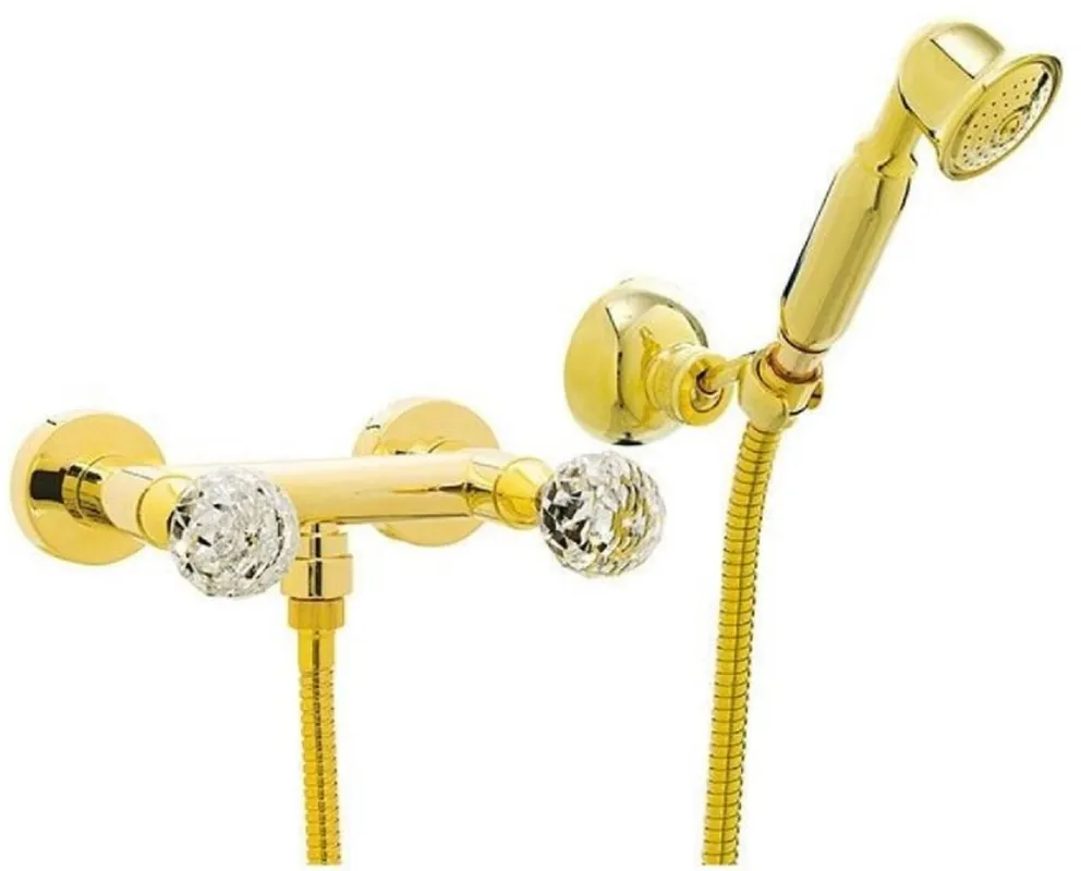 Expressversand Casa Padrino set per doccia di lusso oro - Set per doccia a vista con cristallo Swarovski - Accessori da bagno di lusso - Fatto in Italia