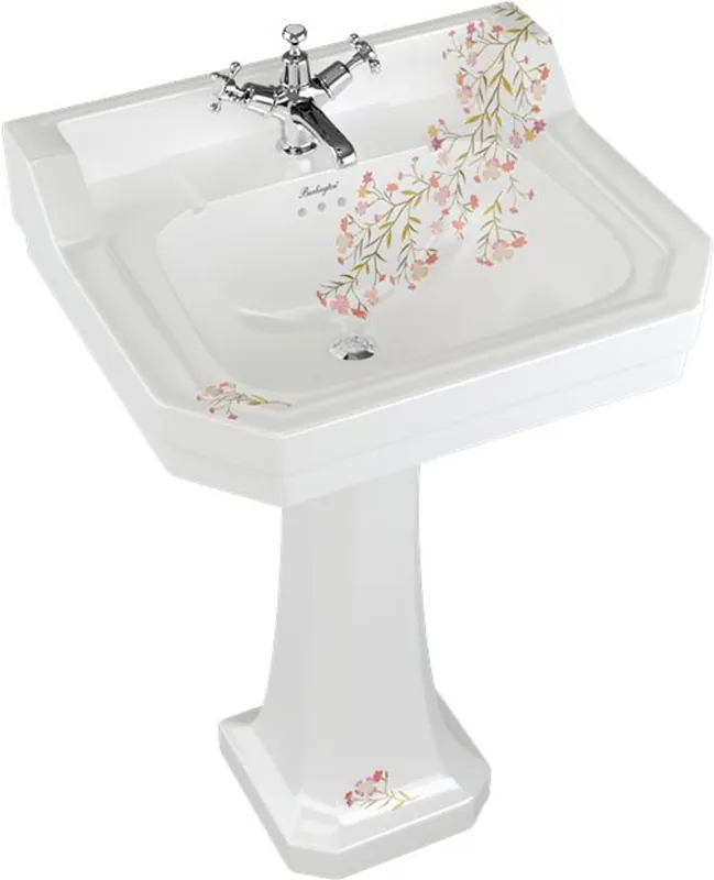 Neu Im Sortiment Casa Padrino lavabo in porcellana Art Nouveau con base 56 x 47 x H. 90 cm con motivi floreali - collezione lusso