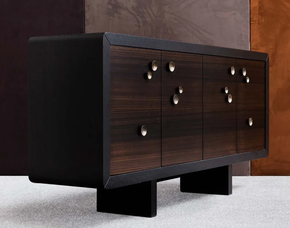 Casa Padrino credenza di lusso nero / marrone scuro 191 x 46 x A. 91 cm - Armadio in legno massello con 4 ante - Mobile Soggiorno - Mobile Hotel - Collezione di Lusso Finale Aktion