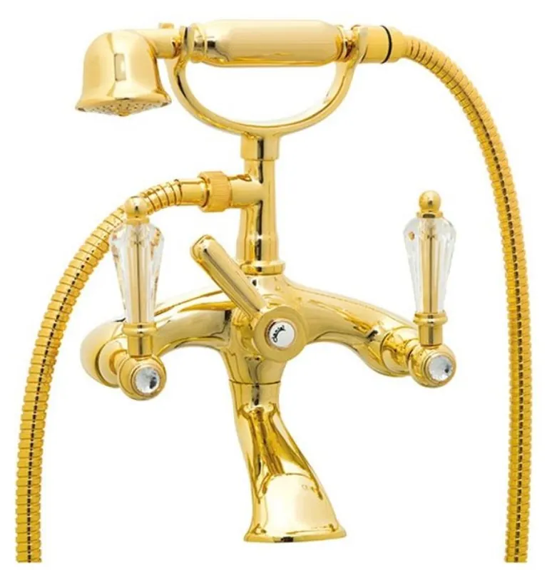 Casa Padrino rubinetto per vasca Art Nouveau di lusso con cristallo Swarovski oro - Retrò miscelatore per vasca con doccetta - Accessori da bagno nostalgici Neue Kollektion