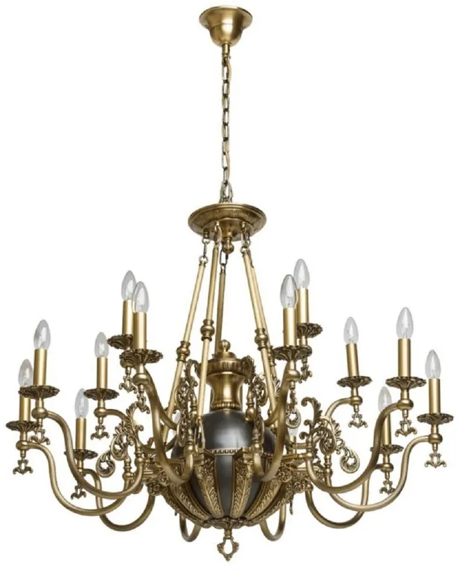 Casa Padrino lampadario barocco di lusso bronzo antico / nero Ø 105 x A. 205 cm - Magnifico lampadario da soggiorno in stile barocco - Qualità di Lusso Zertifiziert