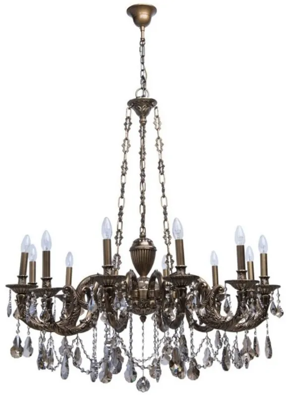 Neuheit Casa Padrino lampadario barocco di lusso bronzo Ø 100 x A. 240 cm - Magnifico lampadario in ottone con vetro di cristallo di alta qualità - Mobili Barocchi