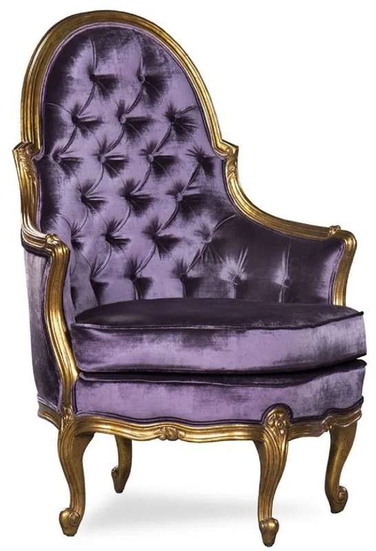 Top-Seller Casa Padrino poltrona barocco di lusso viola / oro - Magnifico poltrona da soggiorno in stile antico - Mobili da soggiorno barocco - Nobile e Magnifico