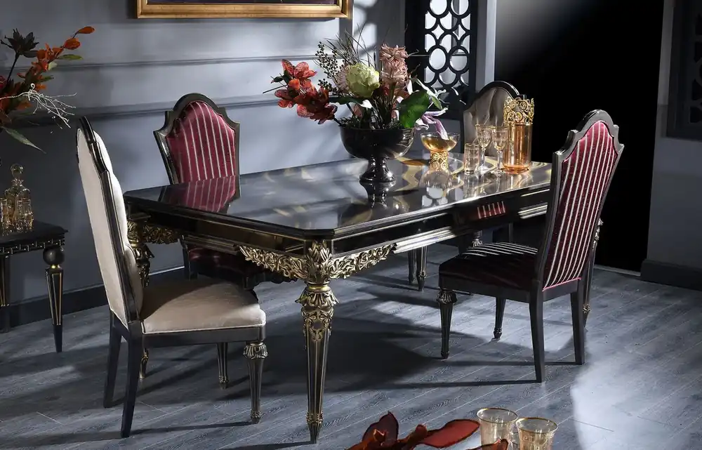 Casa Padrino set da pranzo barocco di lusso - 1 Tavolo da Pranzo e 6 Sedie da Pranzo - Mobili per sala da pranzo fatto a mano in stile barocco Bestseller