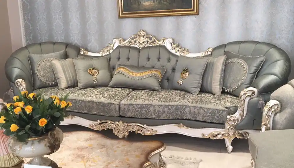 Casa Padrino divano barocco di lusso verde / bianco / oro - Magnifico divano da soggiorno - Mobili da soggiorno barocchi fatto a mano - Nobile e Magnifico Letzte Chance