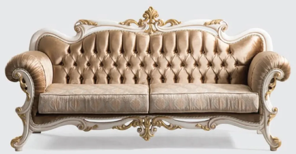 Neu Im Sortiment Casa Padrino divano barocco di lusso marrone / argento / bianco / oro - Divano da soggiorno fatto a mano con motivo elegante - Mobili da soggiorno barocco - Nobile e Magnifico
