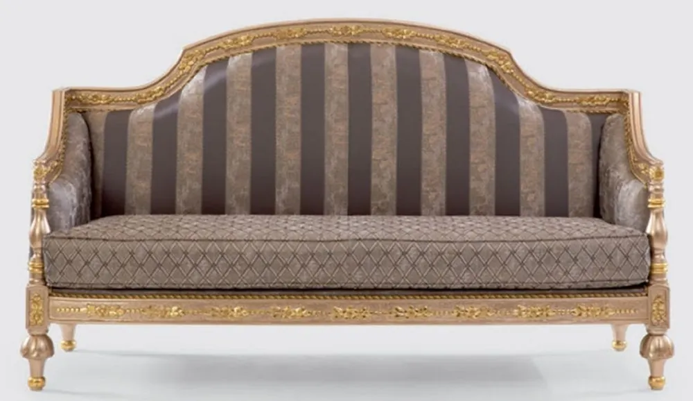 Casa Padrino divano barocco di lusso grigio / argento / oro - Magnifico divano da soggiorno con motivo elegante - Mobile in stile barocco Schneller Versand