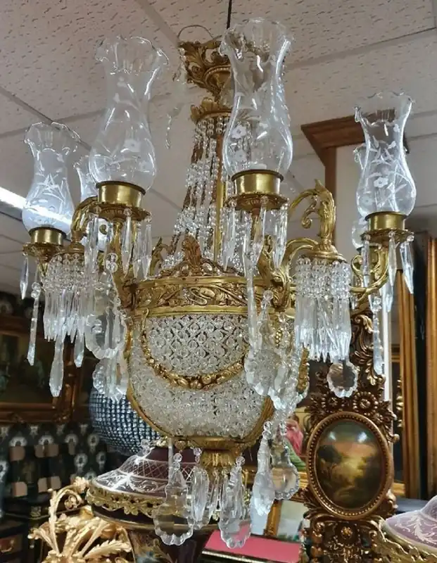 Bestpreis Casa Padrino lampadario barocco di lusso in cristallo oro Ø 90 x A. 100 cm - Magnifico lampadario in stile barocco - Luci in cristallo barocco