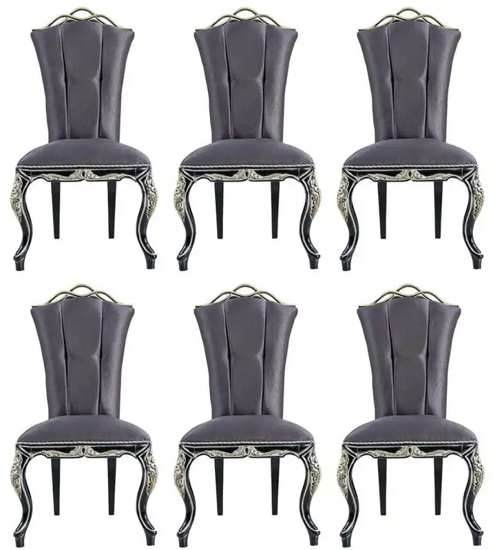 Top-Preis Casa Padrino set di sedie per sala da pranzo barocco di lusso viola / nero / oro - Set di 6 sedie da cucina fatto a mano - Mobili per sala da pranzo barocco - Nobile e Splendido