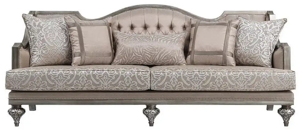Kracherpreis Casa Padrino divano da soggiorno barocco di lusso - Divano fatto a mano in legno massello con motivo elegante e cuscini decorativi - Mobili soggiorno in stile barocco