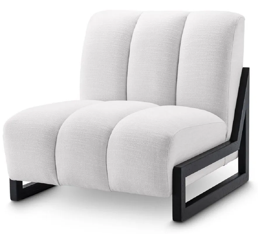 Sonderangebot Casa Padrino poltrona di lusso bianco / nero 83,5 x 90 x A. 83,5 cm - Poltrona Soggiorno - Poltrona Hotel - Mobili di Lusso