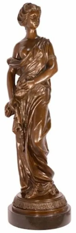Casa Padrino scultura in bronzo Art Nouveau di lusso signora bronzo / nero 26,4 x 24,8 x A. 85,6 cm - Elegante figura in bronzo con base in marmo - Accessori di Decorazione Barocco e Art Nouveau Neu