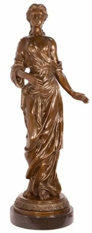 Casa Padrino scultura in bronzo Art Nouveau di lusso signora bronzo / nero 31,9 x 24,8 x A. 85,7 cm - Elegante figura in bronzo con base in marmo - Accessori di Decorazione Barocco e Art Nouveau Neue Ware