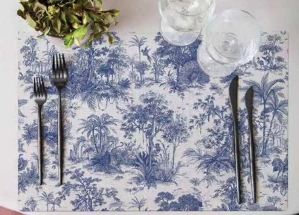 Super-Preis Casa Padrino set di 6 sottobicchieri da tavolo di lusso giungla bianco / blu 35 x 50 cm - Tovagliette di design - Decorazione tavolo da pranzo - Collezione di Lusso