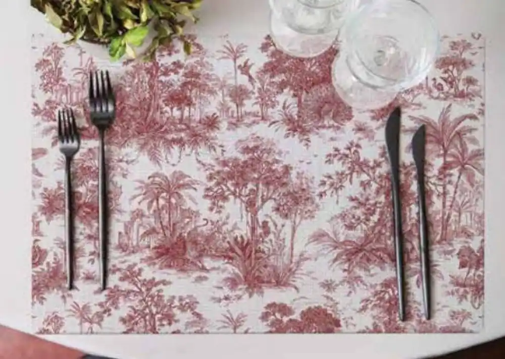 Casa Padrino set di 6 sottobicchieri da tavolo di lusso giungla bianco / rosso 35 x 50 cm - Tovagliette di design - Decorazione tavolo da pranzo - Collezione di Lusso Versand Am Gleichen Tag