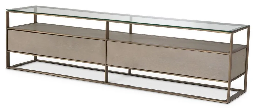 Angebot Casa Padrino Armadio TV di Lusso 220 x 46 x H. 56,5 cm - Armadio Soggiorno con Piano in Vetro e 2 Cassetti - Mobili da Soggiorno di Lusso