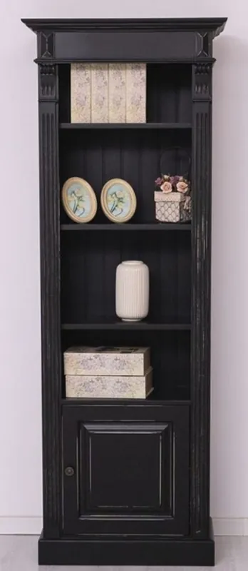 Finale Aktion Casa Padrino armadio ripiano in stile country nero antico 70 x 39 x A. 197 cm - Armadio in legno massello - Gabinetto di libri - Armadio soggiorno - Mobili in stile country