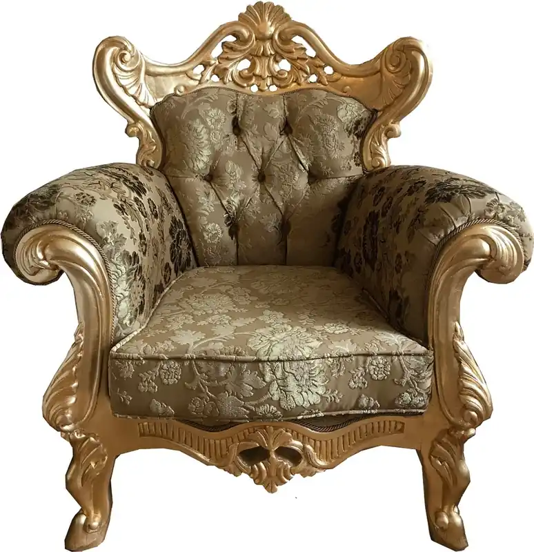 Casa Padrino poltrona barocco di lusso oro motivo / oro - Magnifico poltrona da soggiorno con motivo floreale elegante - Mobili Barocchi Top-Angebot