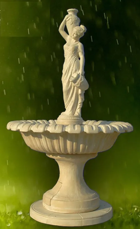 Casa Padrino fontana Art Nouveau dama con brocche grigio Ø 153 x A. 251 cm - Magnifica fontana da giardino - Fontana da giardino - Accessori per la Decorazione del Giardino Barocco e Art Nouveau Direkt Vom Hersteller