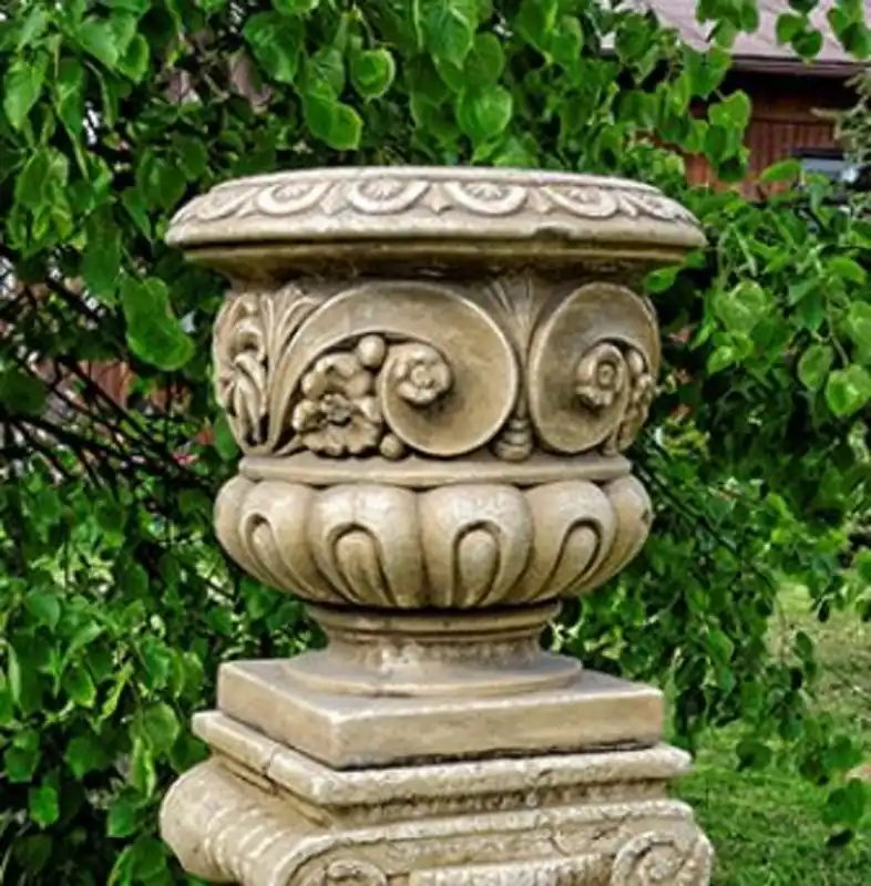 Casa Padrino vaso da fiori barocco grigio Ø 39 x A. 40 cm - Magnifico vaso per piante in stile barocco - Accessori per la decorazione del giardino barocco Highlight