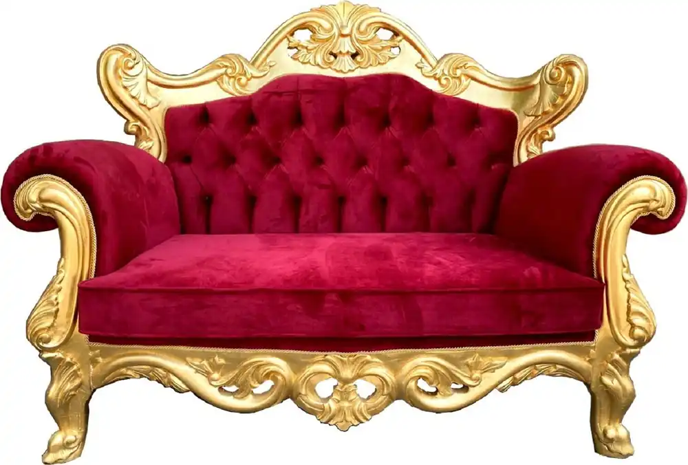 Garantierte Lieferung Casa Padrino divano barocco di lusso a 2 posti bordeaux rosso / oro - Magnifico divano da soggiorno fatto a mano in stile barocco - Mobili soggiorno barocco